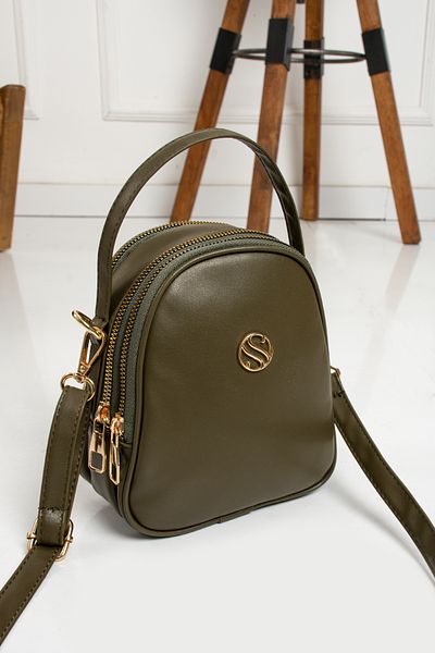 Sanmorris 1398 Women's Faux Leather Adjustable Cross Strap 3 Compartment Useful Shoulder Bag Khaki