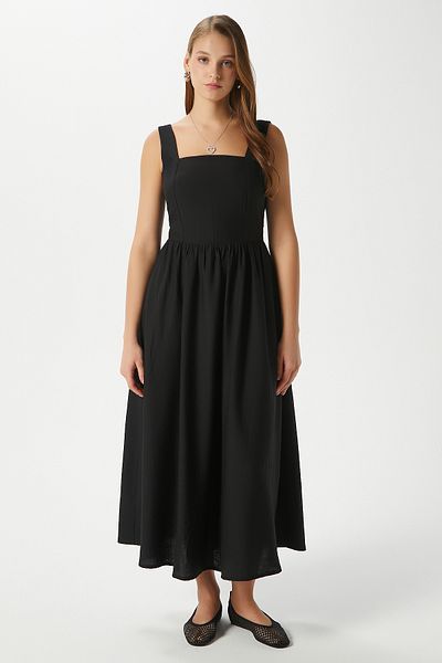Ritnice Rochie midi Kayla neagră pentru femei, cu bretele Gipsey, 00080