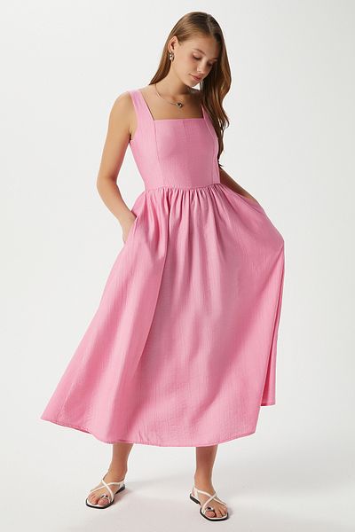 Ritnice Rochie midi pentru femei Kayla Pink Back Gipeli Strap 00080