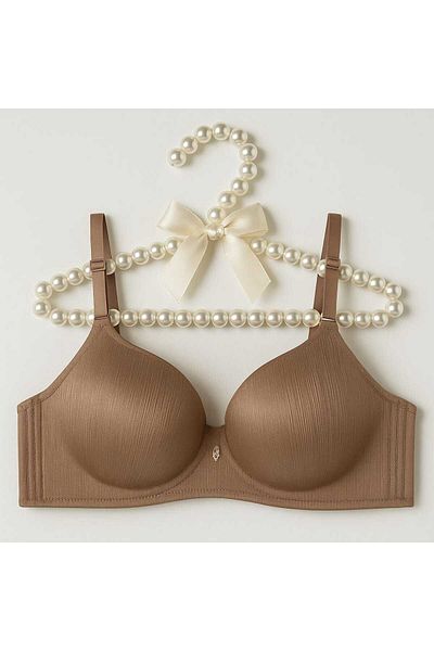 gigigiyim Καφέ C Cup Wire Free Unpadded Satin Twill σουτιέν