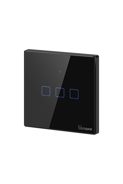 Sonoff Smart triple switch, black tempered glass, can mount, Alexa and Google Assistant compatible, Sonoff