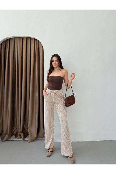 MyRia Women's Waterway Striped Pocket Pants Easy to Combine