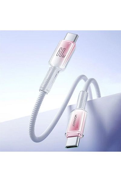 REDz Accessories Type-C Cable, Compatible with iPhone 15/16 and Android, Joyroom S-A42, 60W Data Transfer, White-Pink