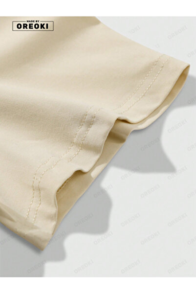 EFFRENATU Trust Problem Printed Cotton Fabric Men's Beige T-Shirt-Black Shorts Set