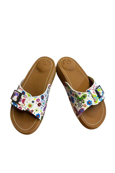 AFFECTİONE ortopedik topuk dikeni terliği ev terliği sokak terliği kelebek desen kahve taban