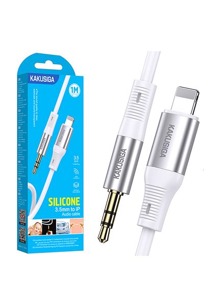 REDz Accessories Cablu audio KSC-891, de la Lightning la mufă de 3,5 mm, lungime 1 m, silicon, alb