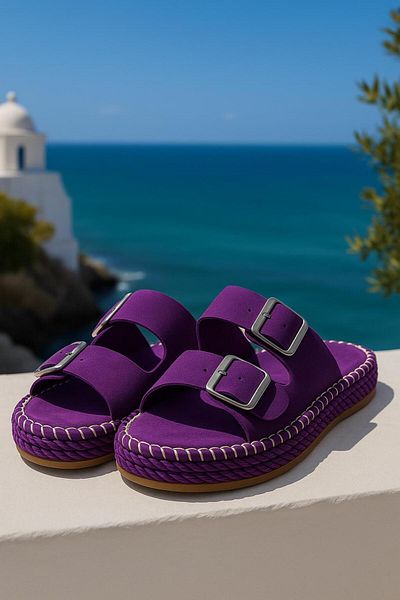 krm dünya ürünleri Women's Double Buckle Stitched Suede- I Lightweight Sturdy and Comfortable Great Colors