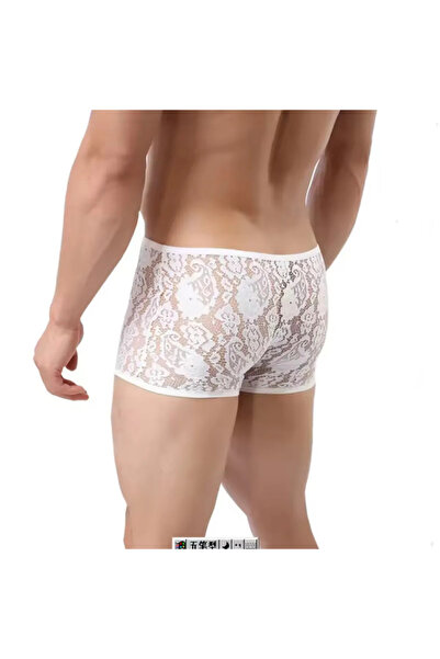 N NOXXO Φανταχτερά δαντελωτά λευκά σέξι ανδρικά μποξεράκια - Ανδρικά εσώρουχα NNOXXO4613