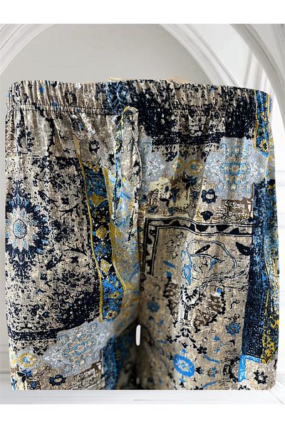 MODA Women's Patterned Flowing Viscose Palazzo Trousers