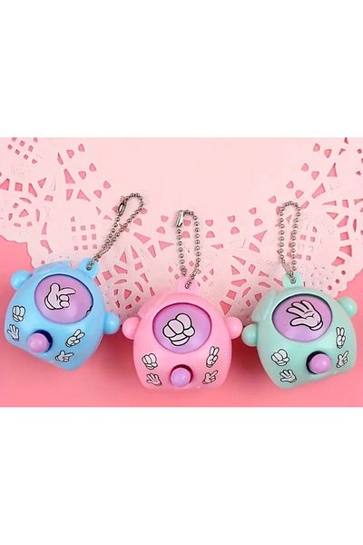 Edi Antik 1Pc Mini Stone-Paper-Scissors Game Keychain,Finger Toy,Party Gift,Stress Relief Gift