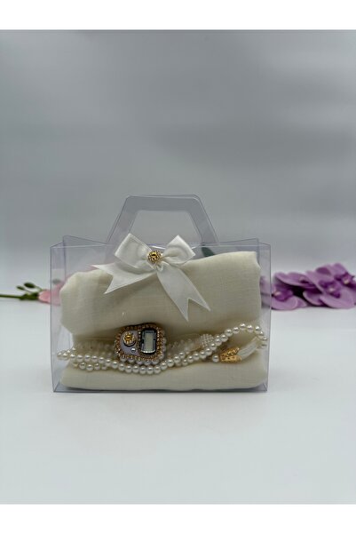 Uğurlu Hac asetat çantalı baş örtü zikirmatik inci tesbih 10 lu set