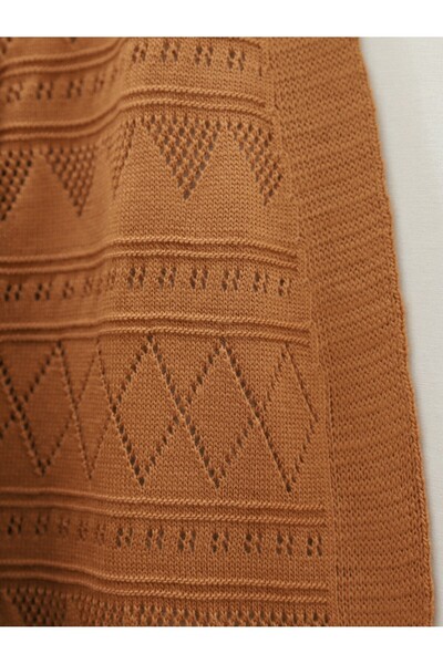 Modamorfo Mixed Patterned Openwork Knitwear Cardigan -Cinnamon