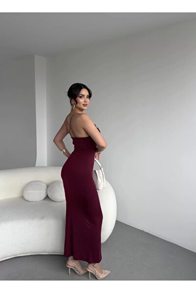 Butik Sandy Çapraz Sırt Detaylı Uzun Elbise