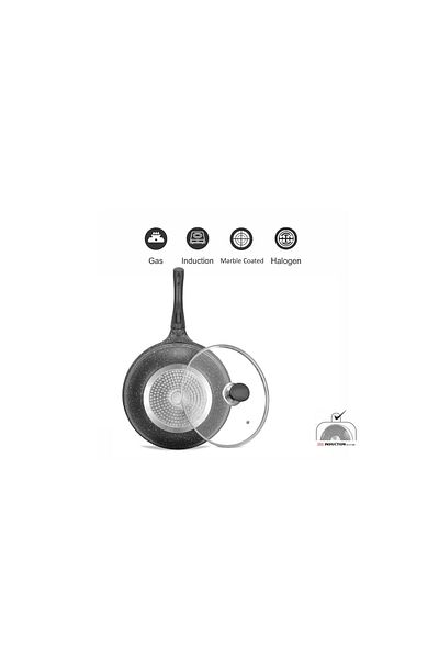 SONEX Eden Vok 30cm Die Cast Aluminum With Tempered Glass Cover, Bakelite Handle, All cooktops