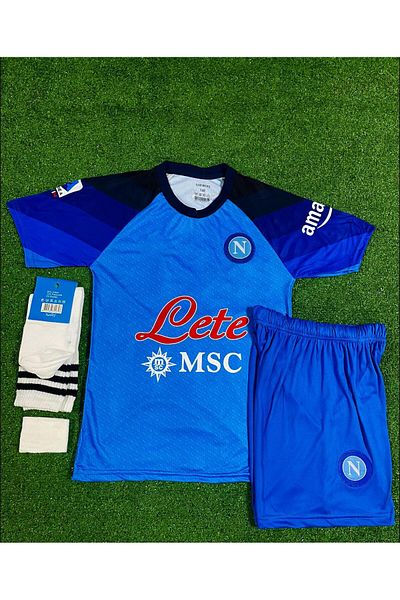 DAYIBALI DÜKKAN Dayibali Napoli Kvaratskhelıa 2023/24 New Season Blue Kids Home Jersey Set of 3
