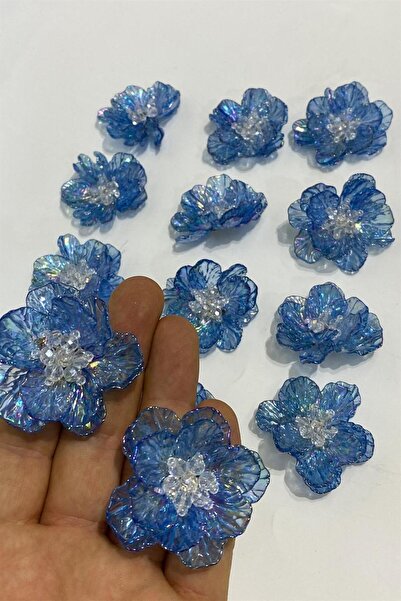 Limelia Mavi Gold Yapraklı Kristal Boncuklu İncili Broş