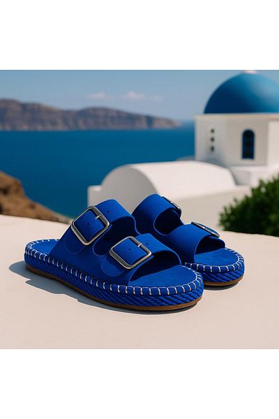 krm dünya ürünleri Women's Double Buckle Stitched Suede- I Lightweight Sturdy and Comfortable Great Colors