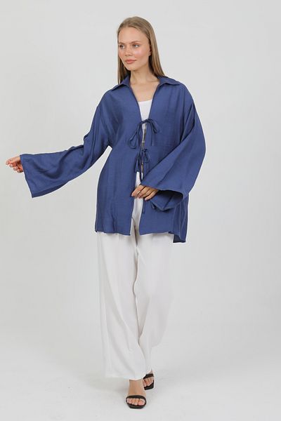 PASTELASTORE Natural Viscose Fabric Pocket Lace-Up Women's Kimono 1167 – Light, Flowing, Fluid, Summer Model