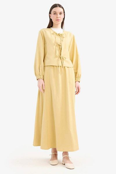 DeFacto New Season A-Line Linen Blend Maxi Hijab Skirt
