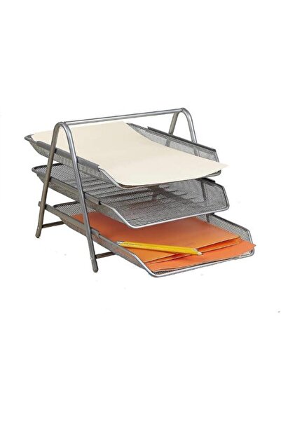 Need Metallic Gray Movable 3-Piece Metal Document Rack