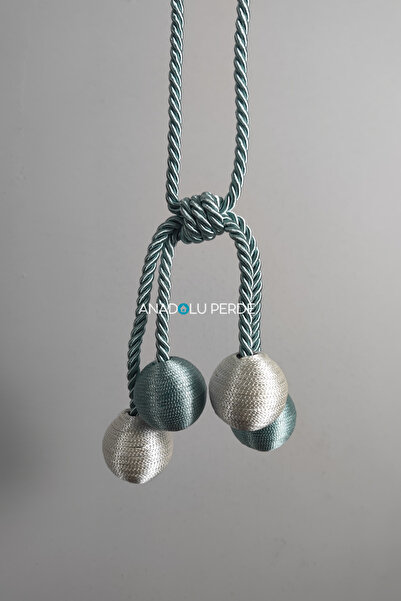 GLOMAR Legare perdea fund 4 bile crem - verde apă tavan cornice de lux brașoletă accesoriu o singură bucată suport pentru perdea