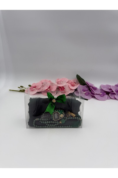 Uğurlu Hac σετ τσάντας από ακετάτη με κάλυμμα κεφαλής zikirmatik με χάντρες πέρλας 10 τεμαχίων