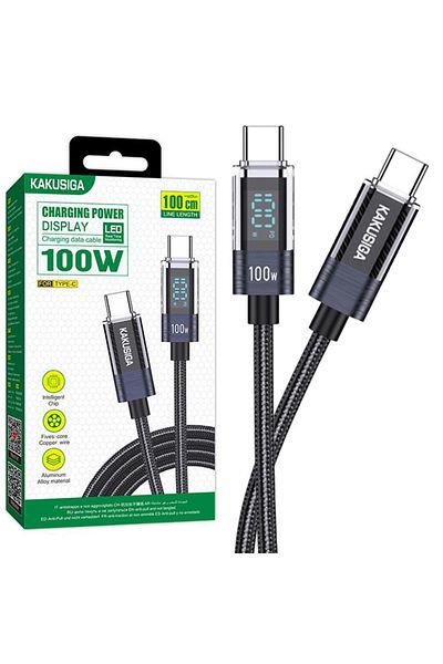REDz Accessories Cablu KSC-971, Tip-C la Tip-C, Compatibil cu iPhone 15/16 și Android, Încărcare rapidă 100W, Negru