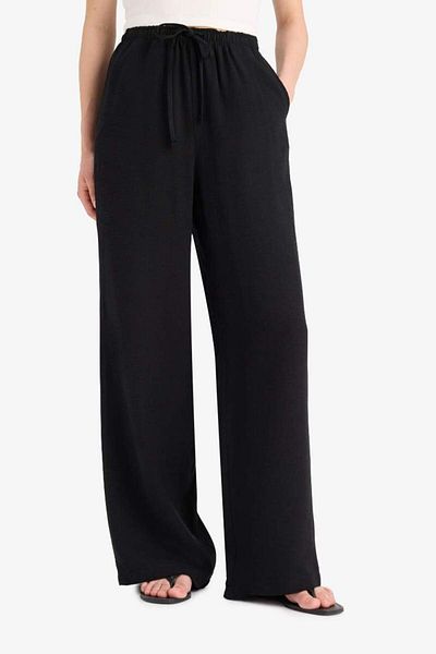 DeFacto New Season Wide Leg Pocket High Waist Standard Length Linen Blend Trousers