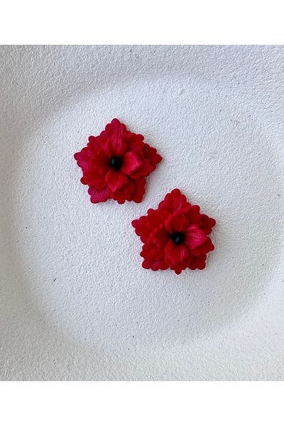 ACCESSORY Black Detail Red Layered Design Earrings