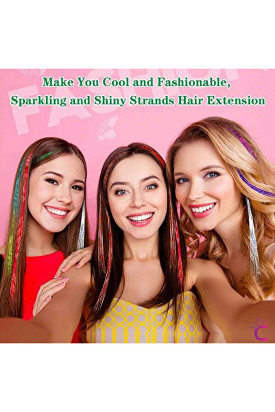 Cinderella Pink Colored Hair Tinsel Hair Glitter 120cm - Glitter Hair Accessory Knitted Hairpiece Hair Linked Model