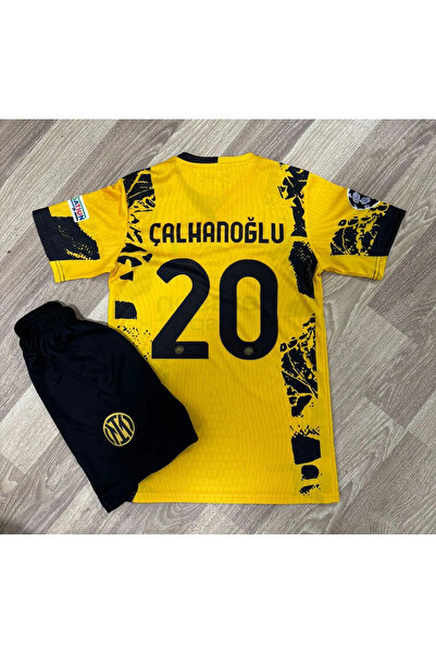 Ronson İnter 2024/25 Yeni Sezon Hakan Çalhanoğlu Alternatif Çocuk forması 2'li Set (Yellow)
