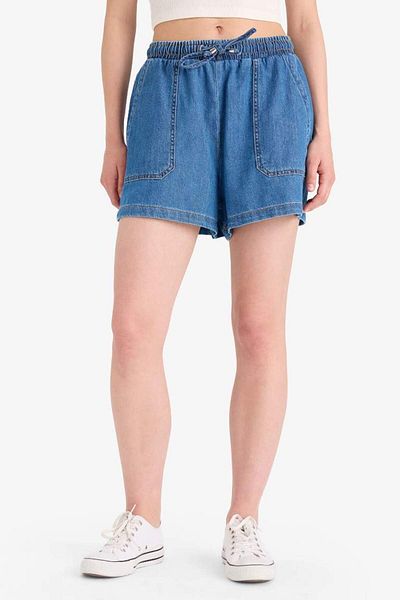 DeFacto Noul sezon, pantaloni scurți de jeans moale, cu talie înaltă, cu talie elastică