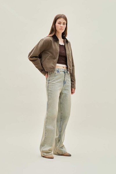 DeFacto New Season Regular Fit Contrast Collar Zippered Basic Plain Pocket Seasonal Cotton Jacket