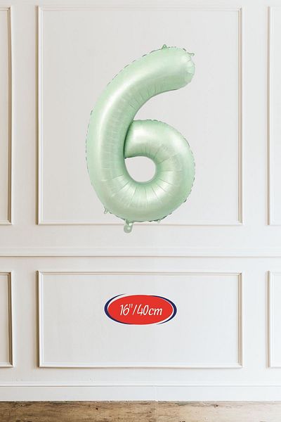 Atölye Mi 6 Years Old Green Number Balloon 16 Inch 40cm
