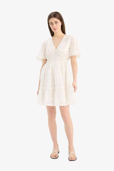 DeFacto New Season V Neck Cotton Short Sleeve Mini Dress