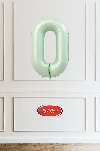 Atölye Mi 0 Green Number Balloon 16 Inch 40cm