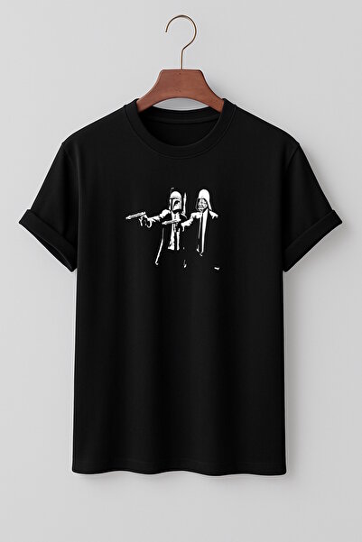 Elvellon Oversize Kalıp, Unisex, Pulp Fiction Star Wars Tasarım Tişört