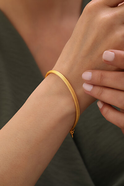 YAVUZ KUYUMCULUK 14 Ayar Altın Gemici Kilit Çift Sıra Kalze Bileklik