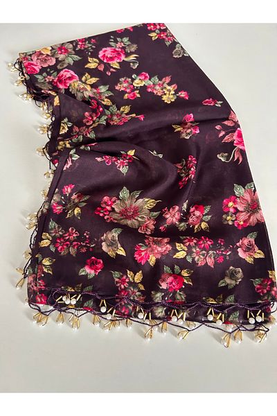 Sümeyye çeyiz Culoare prune Lucrare manuală Mărgele de margine de scris din tifon yemeni cadou 100x100cm