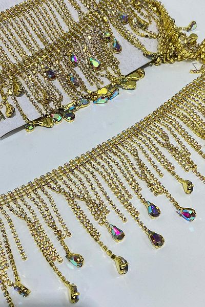 Limelia Beyoğlu Drop Stone Fringe Tasseled Ribbon Accessory