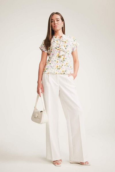 DeFacto New Season Regular Fit Crew Neck Floral Pattern Short Sleeve Blouse