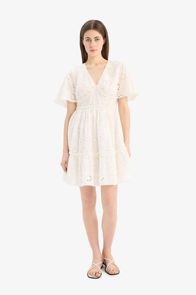 DeFacto New Season V Neck Cotton Short Sleeve Mini Dress