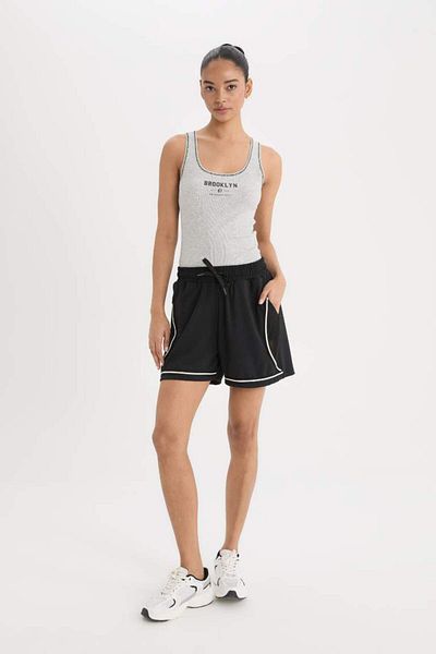 DeFacto New Season Defactofit Nba Brooklyn Nets Standard Fit Crew Neck Ribbed Camisole Sportsman