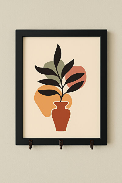 Efem Dekor Anahtarlık Bitki Desenli Tablo – Çerçeveli Duvar Dekoru | 21x30 cm...