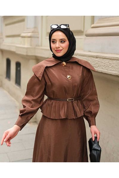 MODA VEDAT Women's Button Detail Sova Skirt Suit -0850