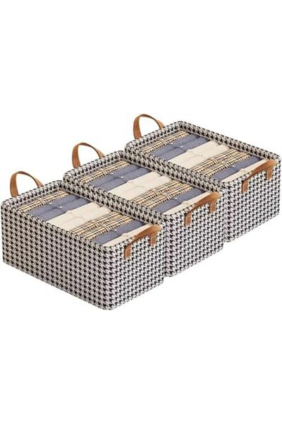 NEXIFY 3 Pack Wardrobe Clothes Organizer Large Foldable Non-woven with Steel Frame Stackable Drawer