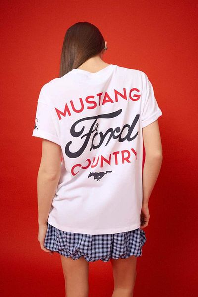 DeFacto New Season Coool Ford Motor Company Oversize Wide Fit Back Printed Short Sleeve