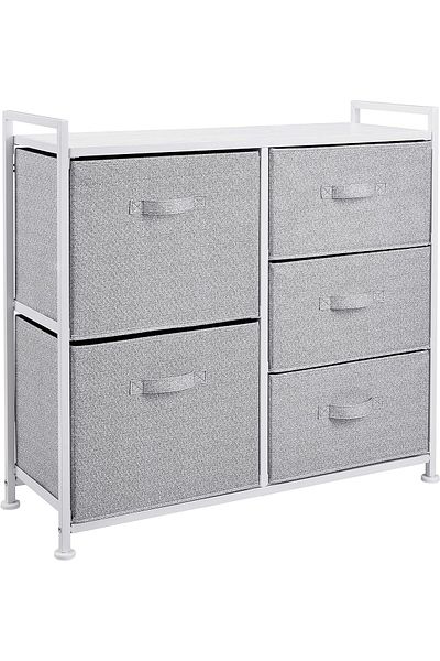 NEXIFY Fabric 5-Drawer Storage Organizer Unit for Closet, White
