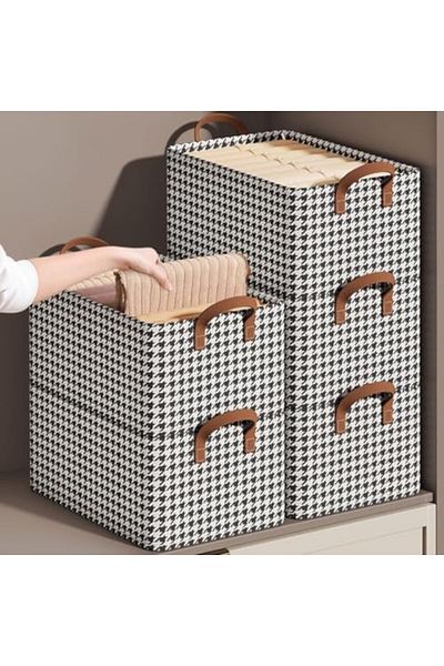 NEXIFY 3 Pack Wardrobe Clothes Organizer Large Foldable Non-woven with Steel Frame Stackable Drawer