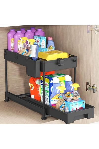 NEXIFY 2-Tier Under Sink Organizer and Storage Large Capacity Heavy Load Pull-out Under Sink Shelves